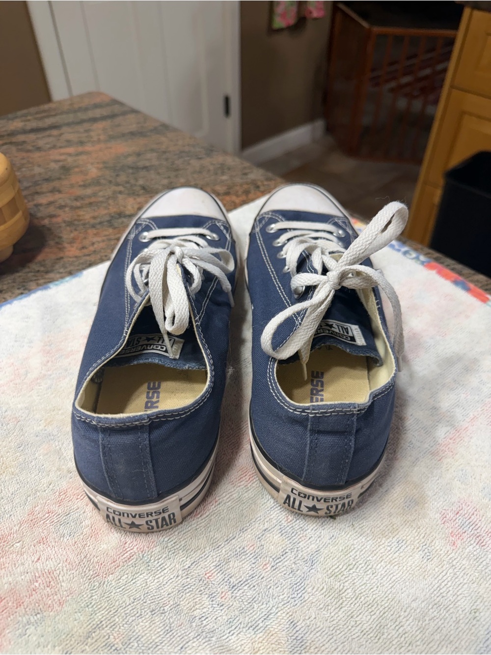 Converse Low Top Sneakers in Navy and White - Picture 2 of 3